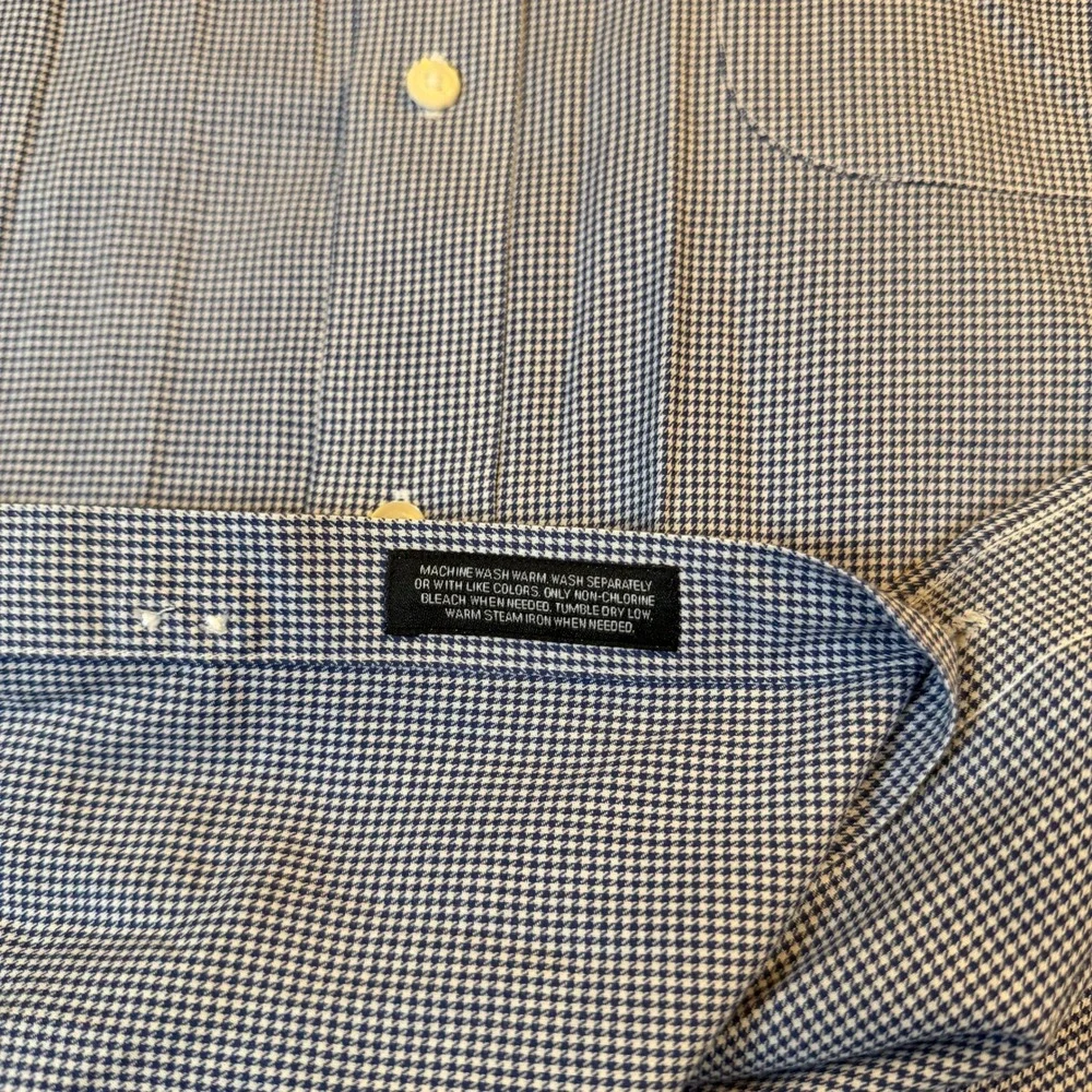 Kenneth Roberts‎ Platinum Dress Shirt Mens 16 1/2 32/33 Blue Check Long Sleeve